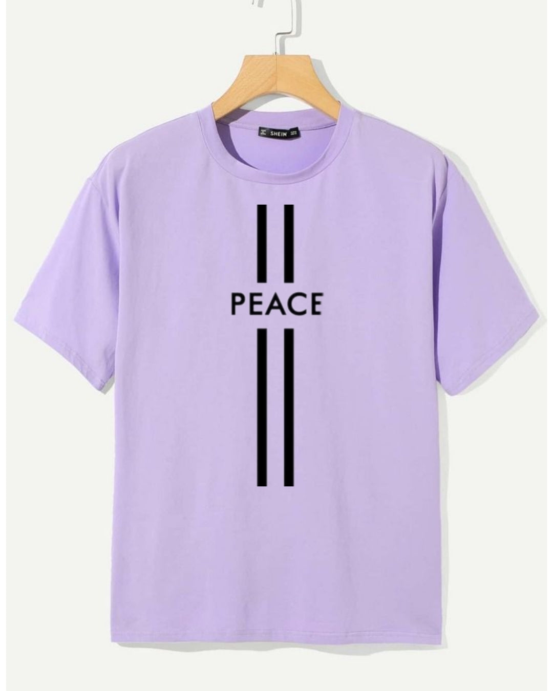 “PEACE Vertical Stripe Tee – Minimalist Streetwear Vibe”